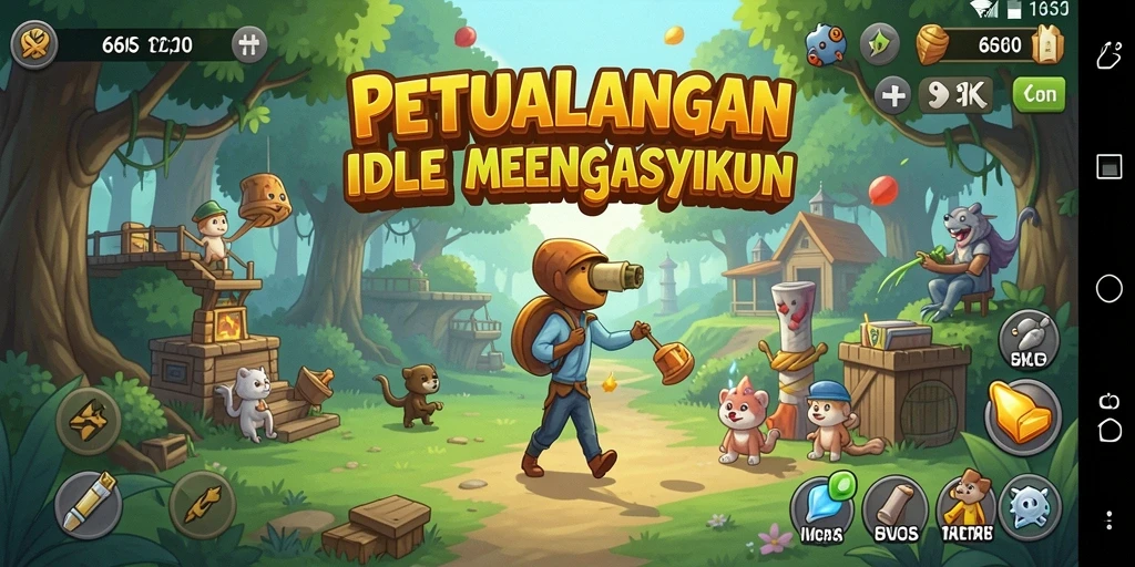 Tampilan gameplay menampilkan karakter aktif dalam <strong>66K</strong> yang sedang mengumpulkan sumber daya.