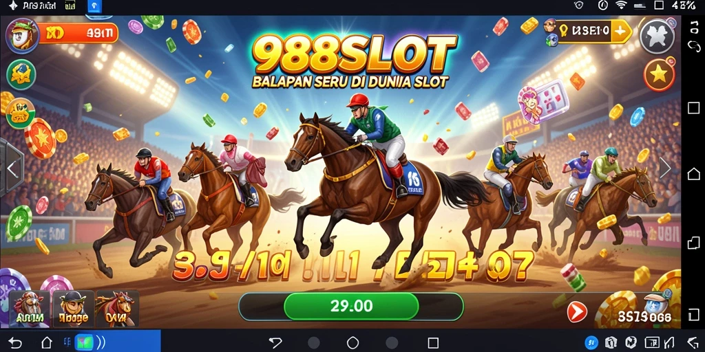 Tampilan seru dari gameplay <strong>988SLOT</strong> yang memadukan balapan dan slot.