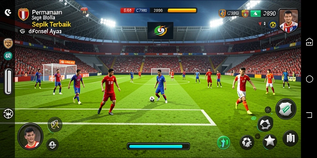 Tangkapan layar gameplay <strong>C7890</strong> menunjukkan aksi seru di lapangan sepak bola.