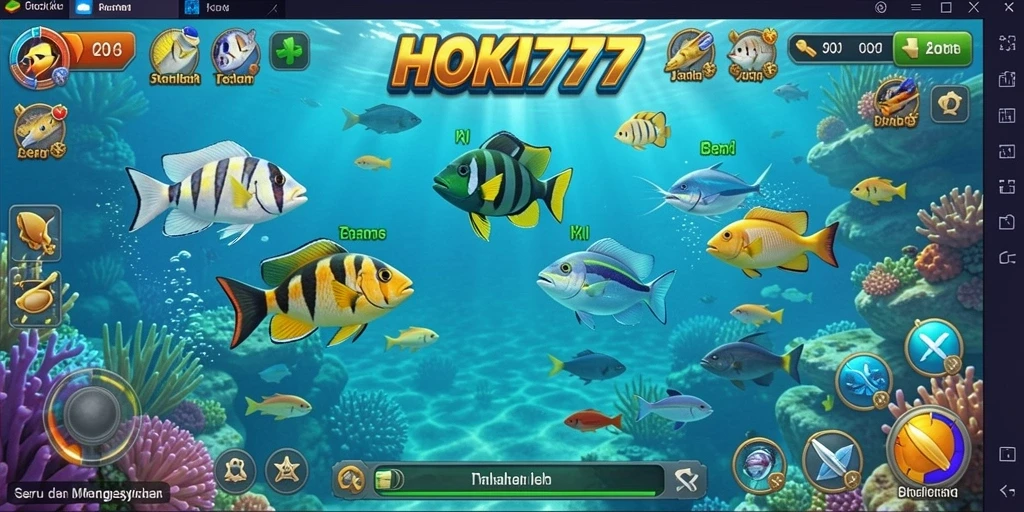 Tampilan gameplay HOKI777 yang menampilkan aksi tembak ikan yang seru.