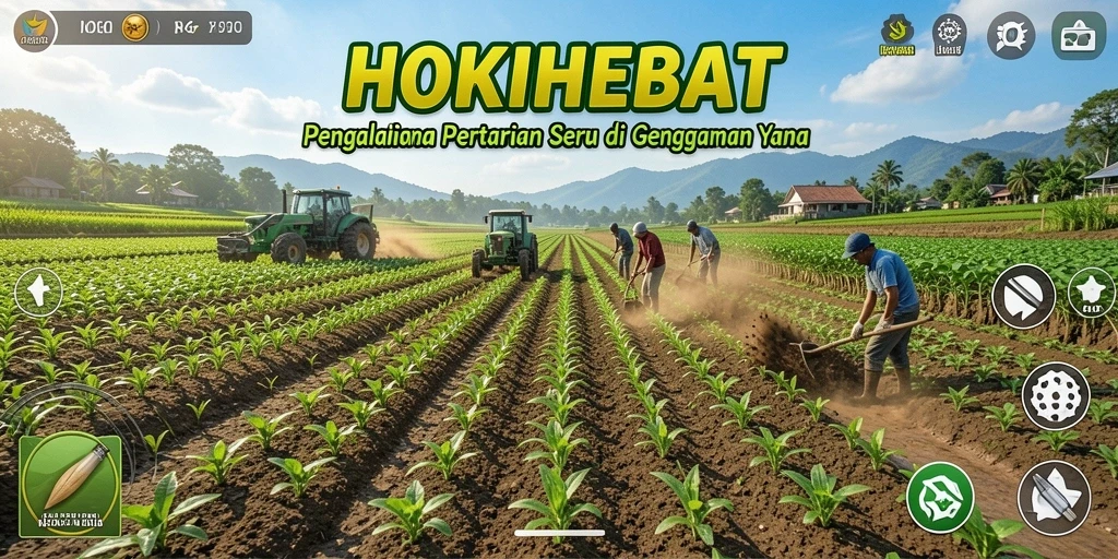Screenshot gameplay HOKIHEBAT menampilkan kegiatan bertani yang mendalam dan menyenangkan.