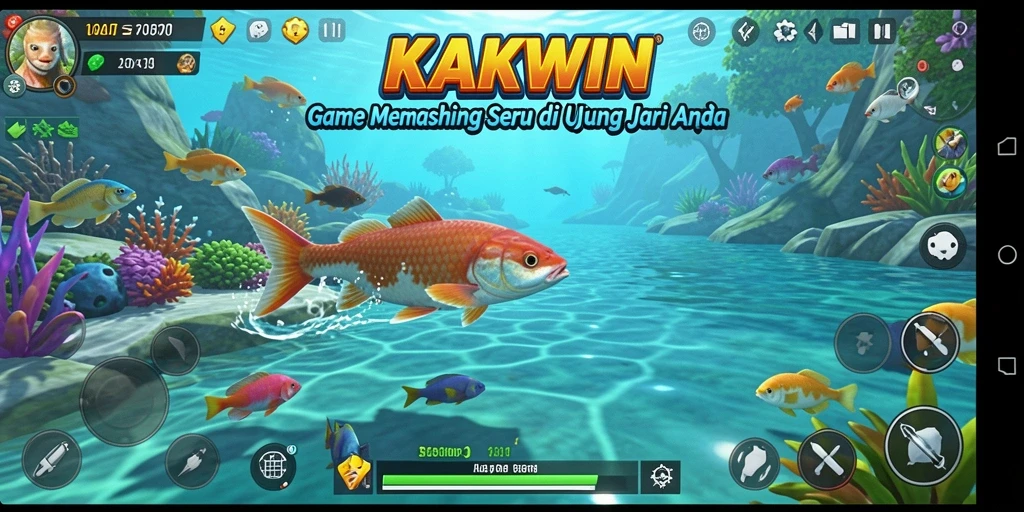 Tampilan gameplay KAKWIN dengan pengalaman memancing yang realistis.