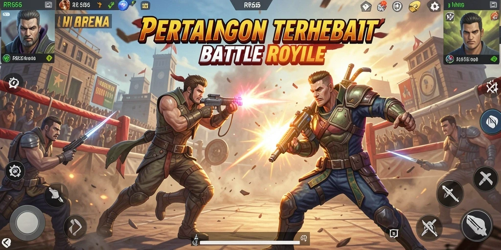 Tangkapan layar menampilkan pertarungan intens di arena Battle Royale.