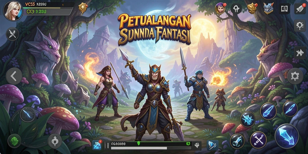 Screenshot gameplay VC55 menampilkan karakter petualangan dan lingkungan yang menakjubkan.