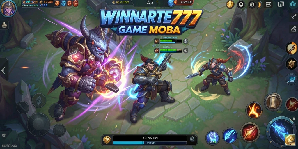 Tangkapan layar gameplay epik dari WINRATE777 yang memperlihatkan aksi pertempuran di arena.